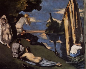 Pastoral or Idyll Paul Cezanne Impressionistic nude Oil Paintings